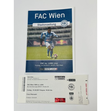 Programm & Ticket Floridsdorfer Athletiksportclub - LASK Linz, 2017