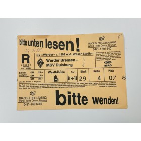 Ticket Werder Bremen - MSV Duisburg, 1995