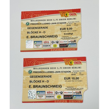 2 Tickets 1. FC Union Berlin - Eintracht Braunschweig, 2008