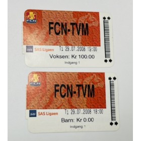 2 Tickets FC NordsjællandFC - TVMK Tallinn, 2008