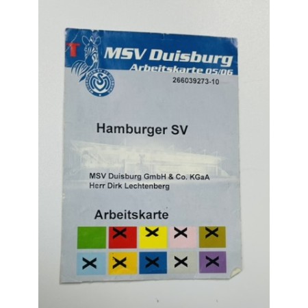 Ticket MSV Duisburg - Hamburger SV, HSV, 2005/06