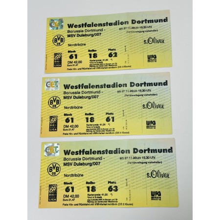 3x Ticket Borussia Dortmund (GER) - MSV Duisburg (GER), 1999/00
