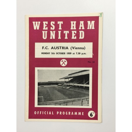 copy of Museum Programm West Ham United - Austria Wien, 1959
