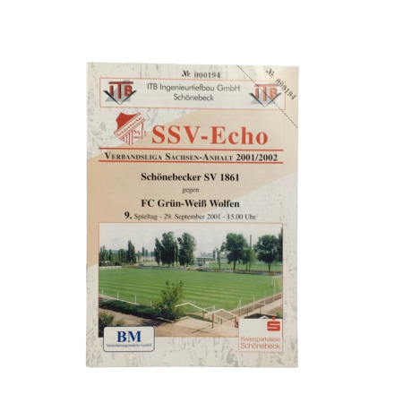 Programm Schönebecker SV 1861 (GER) - FC Grün-Weiss Wolfen (GER)