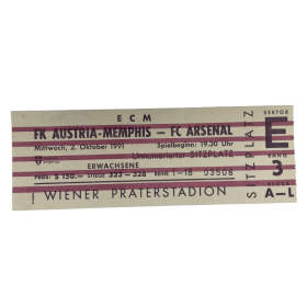 Ticket Austria Wien - FC Arsenal London, 1991