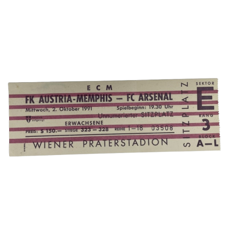 Ticket Austria Wien - FC Arsenal London, 1991
