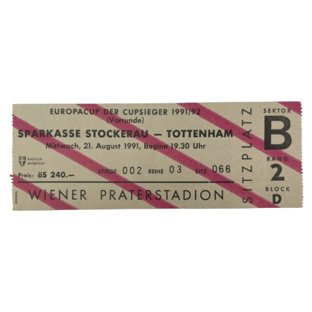 Ticket SV Stockerau - Tottenham Hotspur, 1991