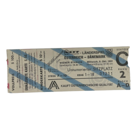 Ticket Österreich - Dänemark, 1991