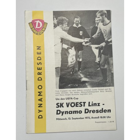 Programm SK Vöest Linz (AUT) - Dynamo Dresden (GER), 1972
