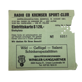 Ticket Kremser SC - DSV Alpine Leoben & Rapid Wien - VSE St. Pölten, 1991