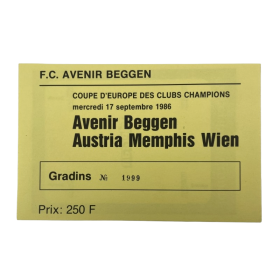 Ticket Avenir Beggen (BEL) - Austria Wien, 1986
