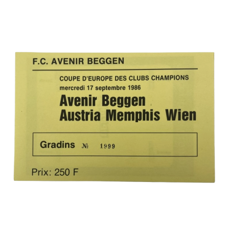 Ticket Avenir Beggen (BEL) - Austria Wien, 1986