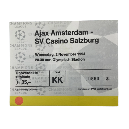 Ticket Ajax Amsterdam (NED) - Austria Salzburg, 1994