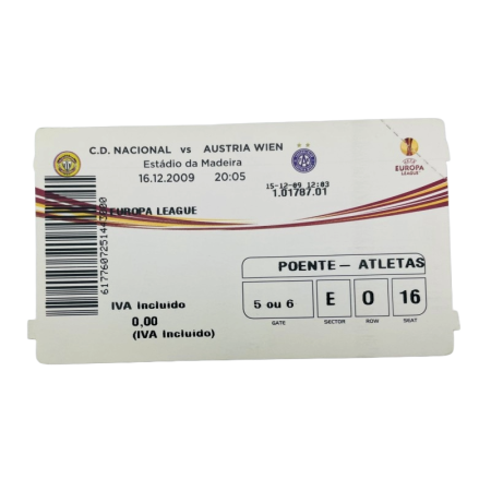 Ticket Nacional Funchal (POR) - Austria Wien, 2009