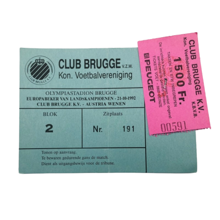 Ticket Club Brugge (BEL) - Austria Wien, 1992