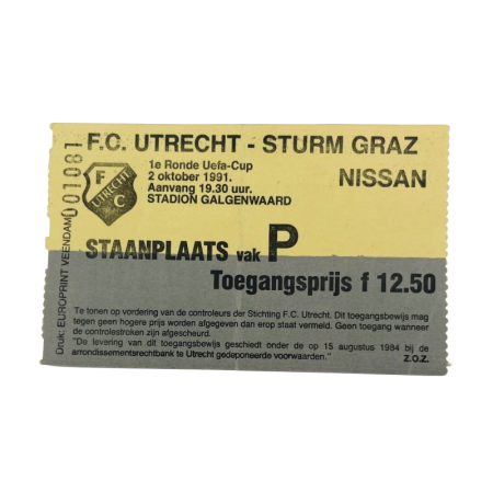 Ticket FC Utrecht (NED) - Sturm Graz, 1991