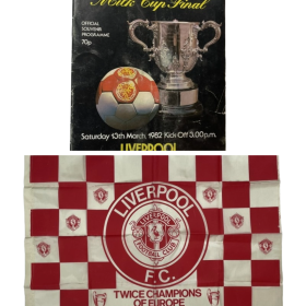 Fahne & Programm Liverpool FC - Tottenham Hotspurs, Ligacupfinale 1982