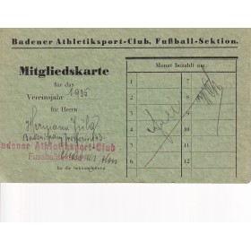 Mitgliedskarte von 1935, Badener Athletik-Club (AUT)