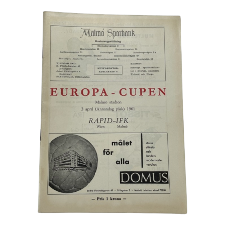 Programm IFK Malmö (SWE) - Rapid Wien (AUT), 1961