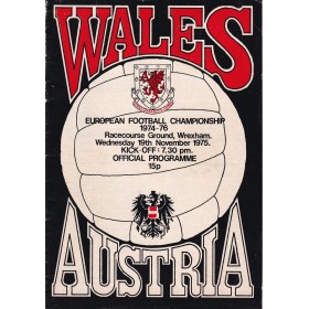 Programm Wales - Österreich, 1975
