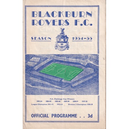 Programm Blackburn Rovers - LASK Linz, 1954
