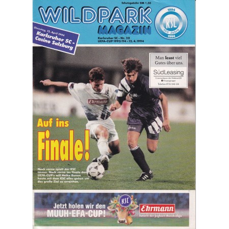 Programm Karlsruher SC - Austria Salzburg, 1994