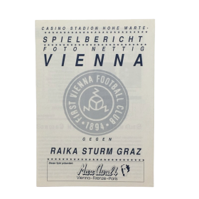 Programm First Vienna FC (AUT) - Raika Sturm Graz, 1986