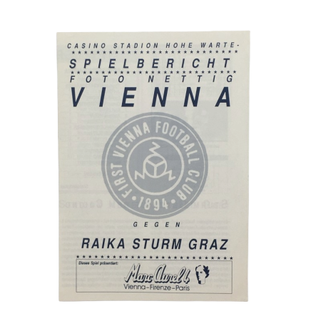 Programm First Vienna FC (AUT) - Raika Sturm Graz, 1986