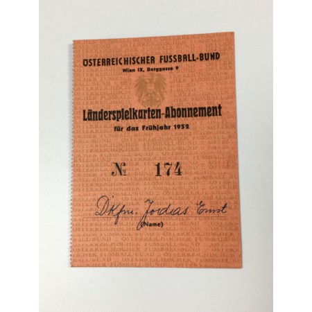 Karte ÖFB Länderspiel-Abonnement 1952, Österreich