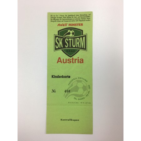 Ticket Sturm Graz - Austria Wien, Kinderkarte Gruabn