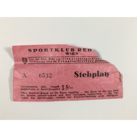 Ticket Sportklub Red Star Wien, 50er Jahre