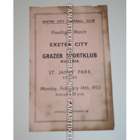 Museum Programm Exeter City (ENG) - Grazer Sportklub (AUT), 1955
