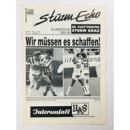 Vereinsmagazin Sturm Graz Echo, Nr. 211 von 1991