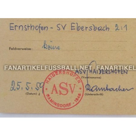 Museum Berichtskarte Ernsthofen - Ebersbach, 1959