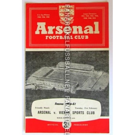 Museum Programm Arsenal London - Wiener Sportclub, 1961