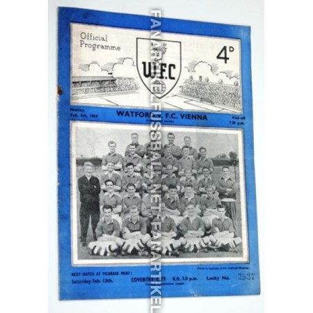 Museum Programm Watford - First Vienna FC, 1954