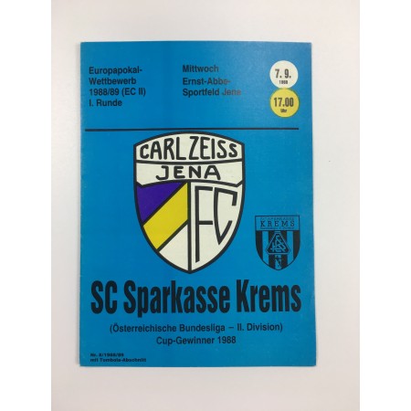 Programm FC Carl Zeiss Jena (GER) - SC Krems (AUT), 1988