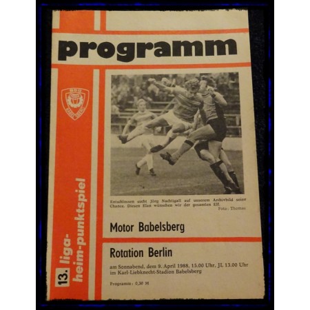 Programm Motor Babelsberg (GER) - Rotation Berlin (GER), 1988