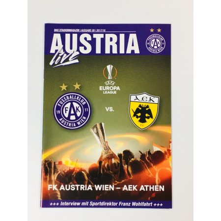 Programm Austria Wien - FC RB Salzburg (AUT) & AEK Athen (GRE)