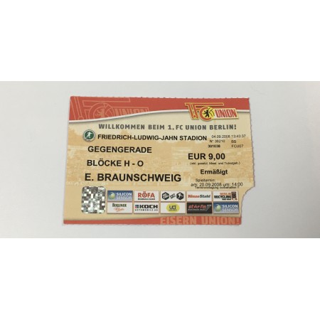 2 Tickets 1. FC Union Berlin - Eintracht Braunschweig, 2008