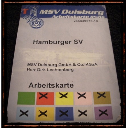 Ticket MSV Duisburg - Hamburger SV, HSV, 2005/06