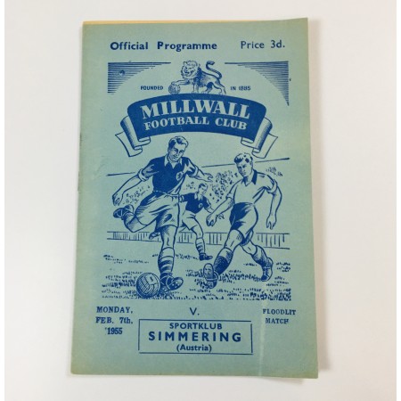 Programm Millwall FC (ENG) - Sportklub Simmering (AUT), 1955