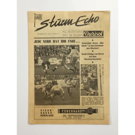 copy of Museum Vereinsmagazin Sturm Graz Echo, Nr. 60 von 1973