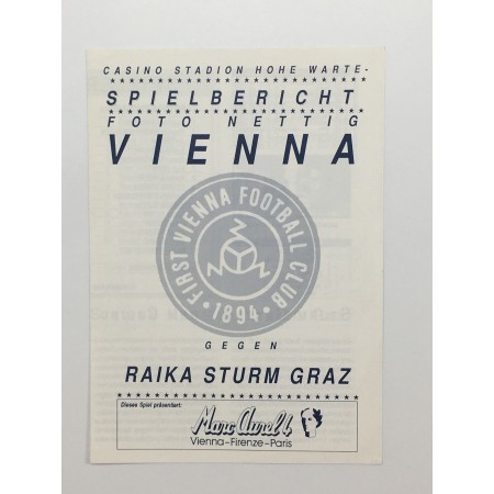 Programm First Vienna FC (AUT) - Raika Sturm Graz (AUT)