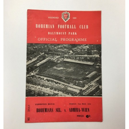 Programm Bohemians FC (IRL) - Admira Wien (AUT), 1954