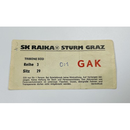 Ticket Raika Sturm Graz - Ringschuh GAK, 1988