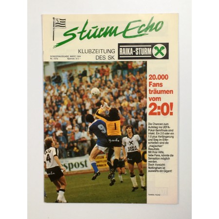 Programm Sturm Graz - Nottingham Forest/Vereinsmagazin Nr. 157a von 1984