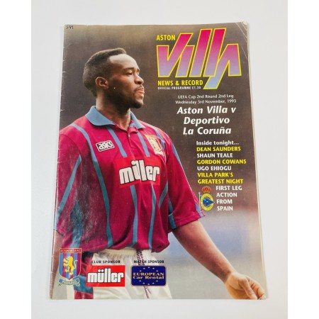 Programm Aston Villa - Deportivo La Coruna, 1993