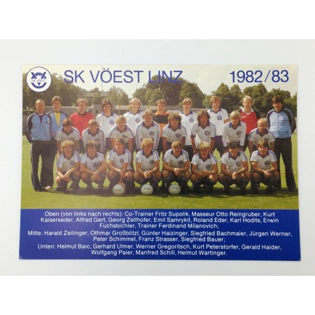 Mannschaftskarte SK Vöest Linz, 1982/1983