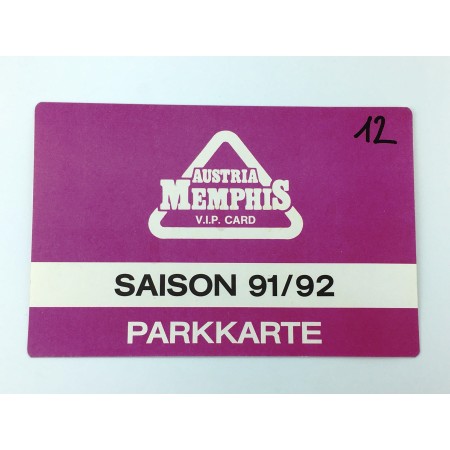 VIP Parkkarte Austria Wien, 1991/1992